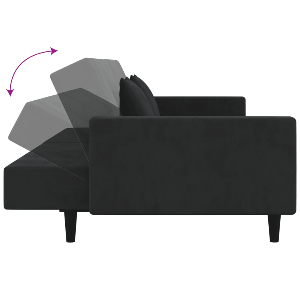 8721012379749_g_en_hd_5 vidaXL 2-Seater Sofa Bed with Two Pillows Black Velvet - Image 7
