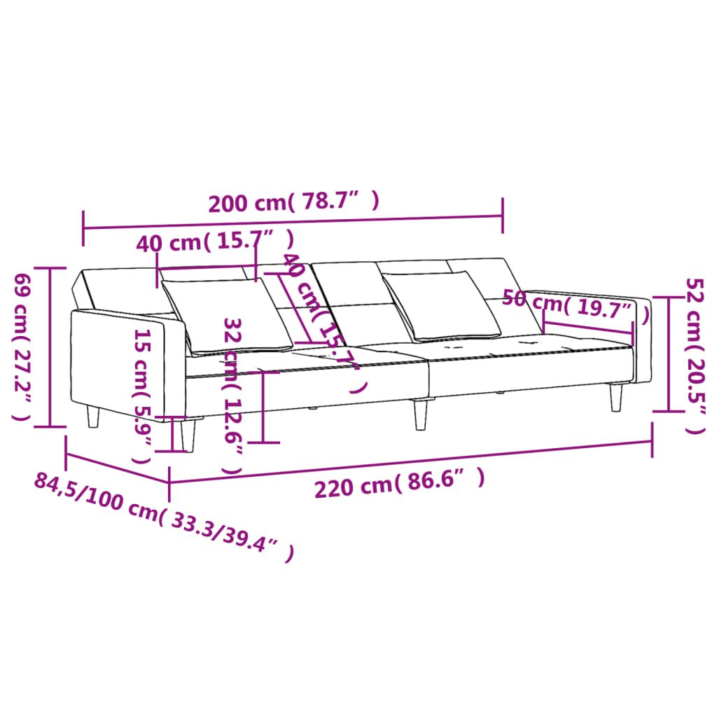 8721012379749_g_en_hd_9 vidaXL 2-Seater Sofa Bed with Two Pillows Black Velvet - Image 11