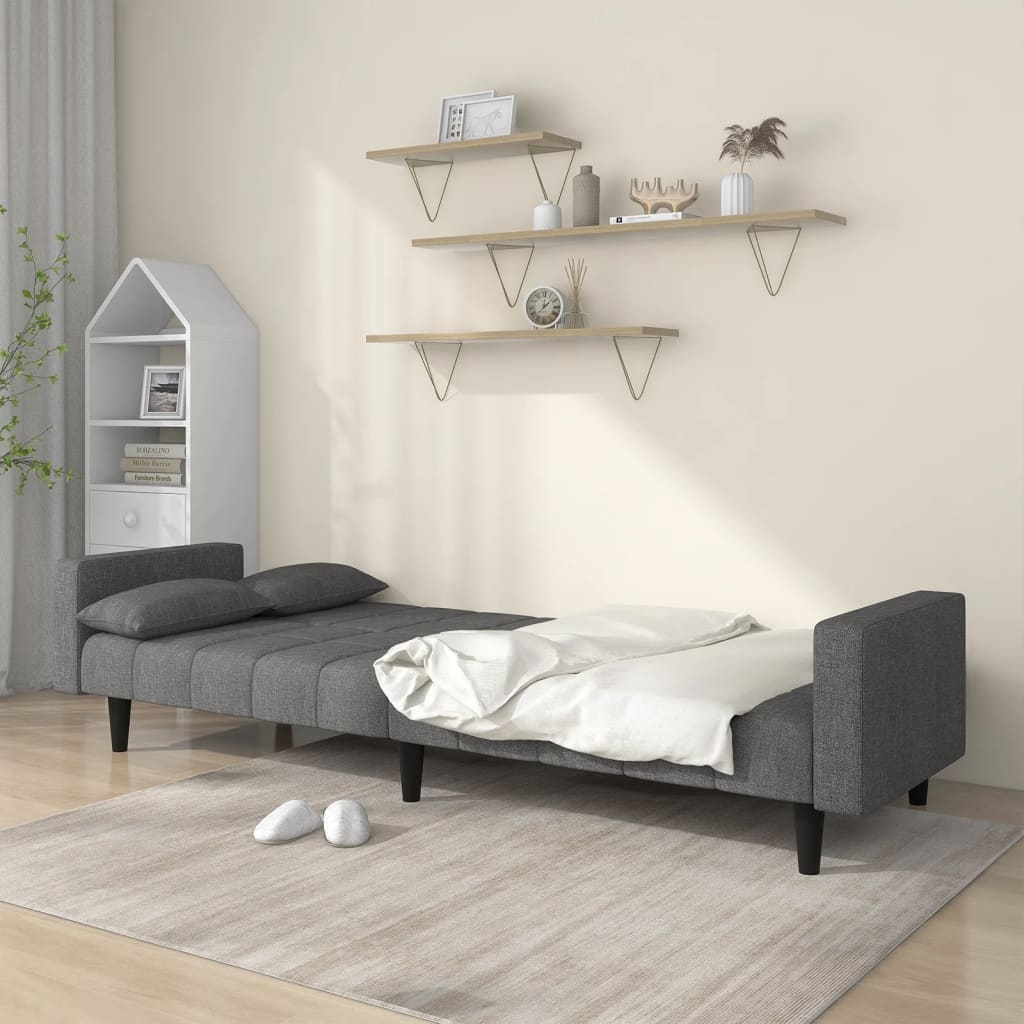 8721012379862_g_en_hd_1 vidaXL 2-Seater Sofa Bed with Two Pillows Light Grey Fabric - Image 3