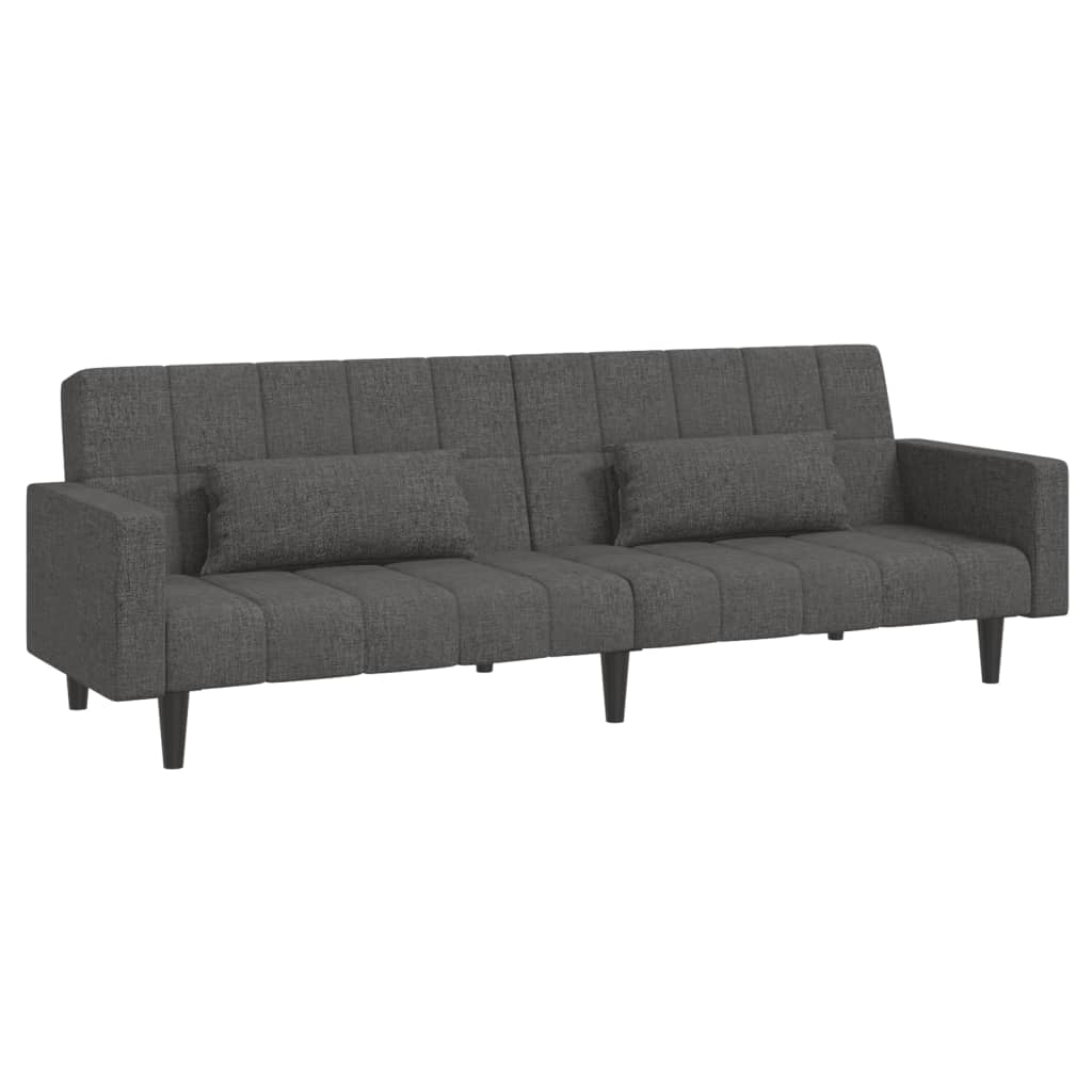8721012379879_a_en_hd_1 vidaXL 2-Seater Sofa Bed with Two Pillows Dark Grey Fabric - Image 2