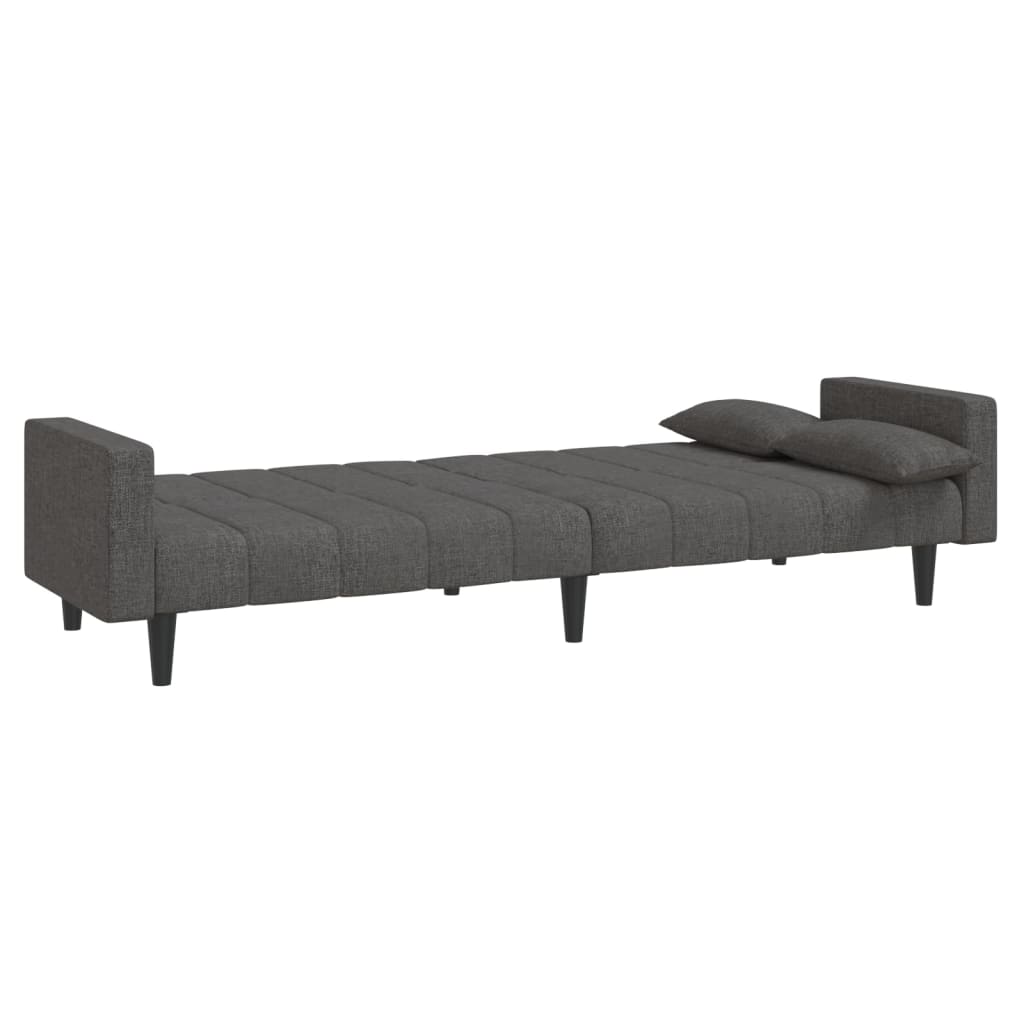 8721012379879_g_en_hd_4 vidaXL 2-Seater Sofa Bed with Two Pillows Dark Grey Fabric - Image 6