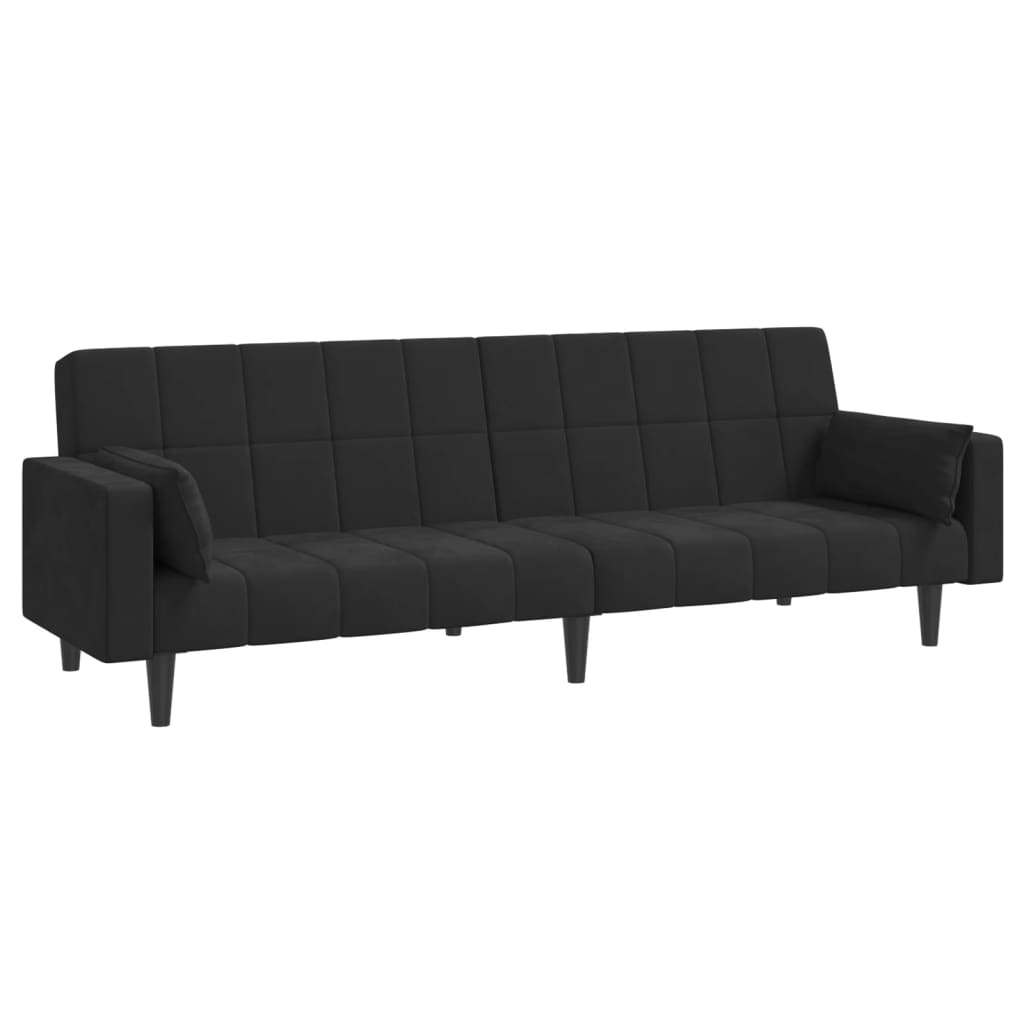 8721012380035_a_en_hd_1 vidaXL 2-Seater Sofa Bed with Two Pillows Black Velvet - Image 2
