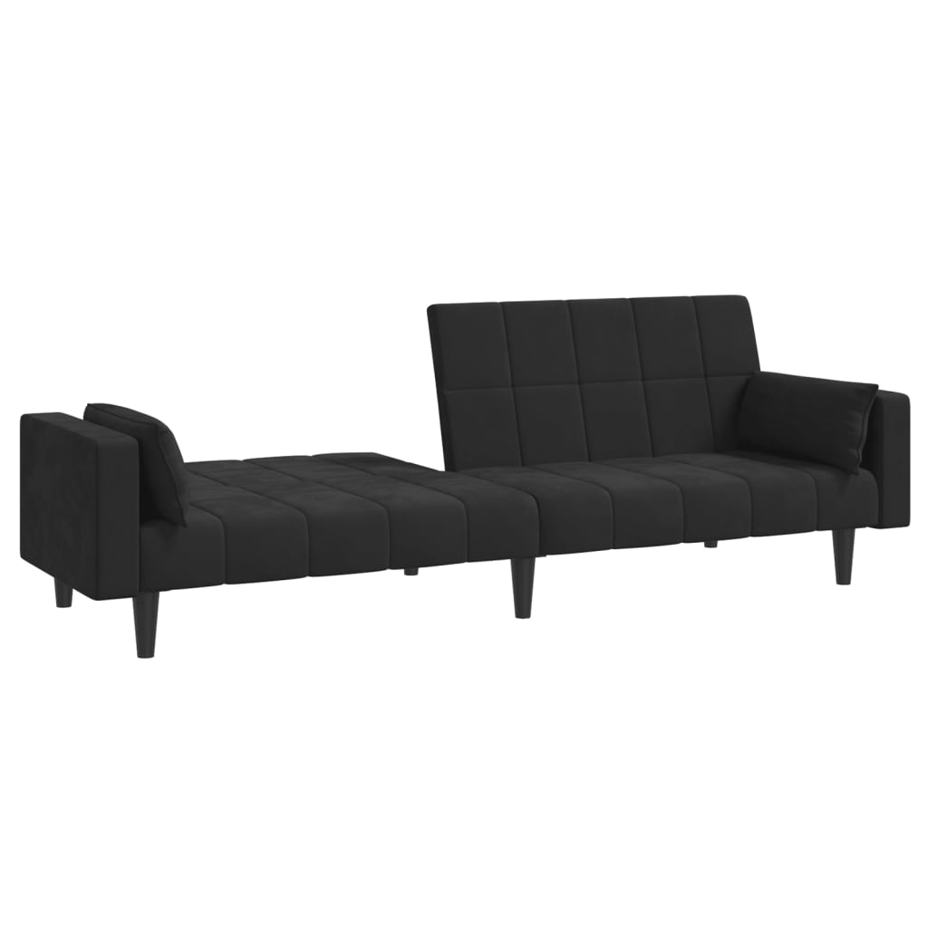 8721012380035_g_en_hd_2 vidaXL 2-Seater Sofa Bed with Two Pillows Black Velvet - Image 4