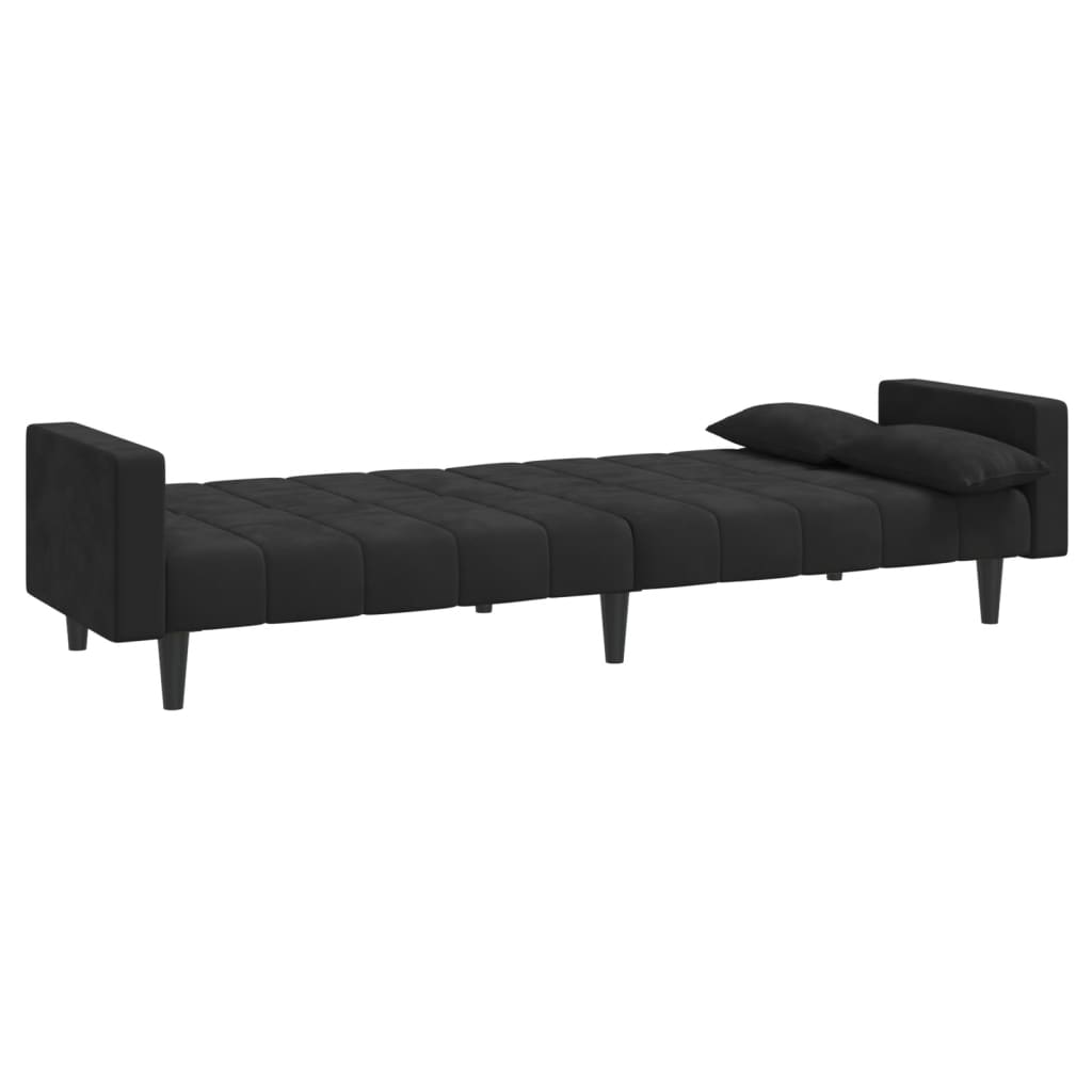 8721012380035_g_en_hd_4 vidaXL 2-Seater Sofa Bed with Two Pillows Black Velvet - Image 6