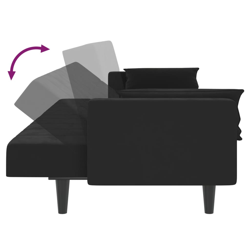 8721012380035_g_en_hd_5 vidaXL 2-Seater Sofa Bed with Two Pillows Black Velvet - Image 7