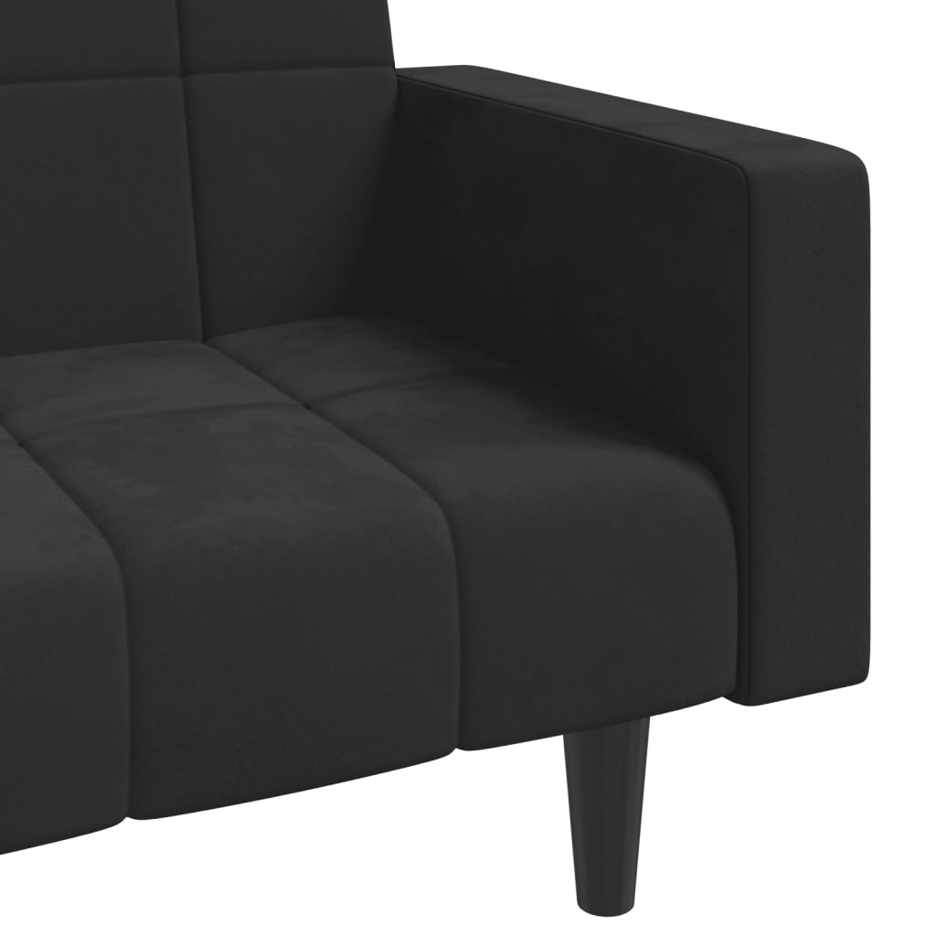 8721012380035_g_en_hd_7 vidaXL 2-Seater Sofa Bed with Two Pillows Black Velvet - Image 9