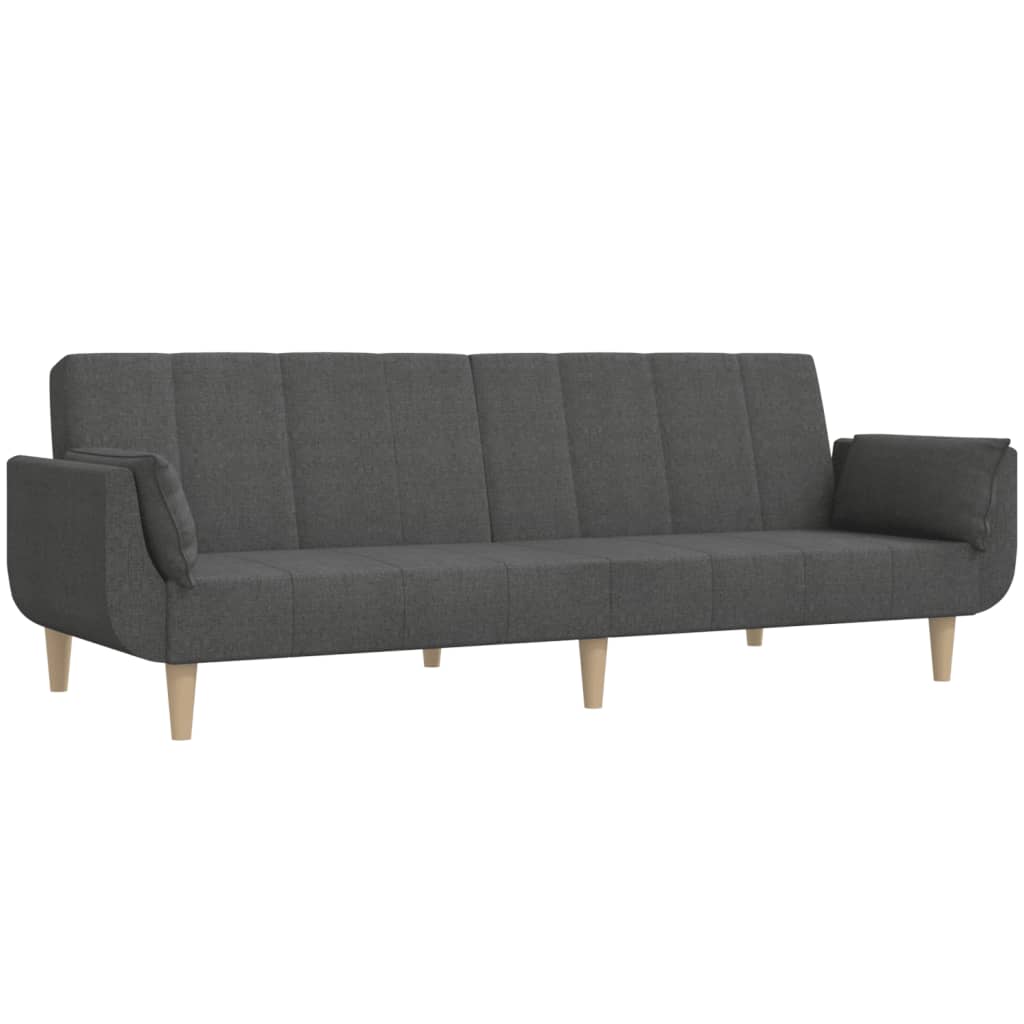 8721012380233_a_en_hd_1 vidaXL 2-Seater Sofa Bed with Two Pillows Dark Grey Fabric - Image 2