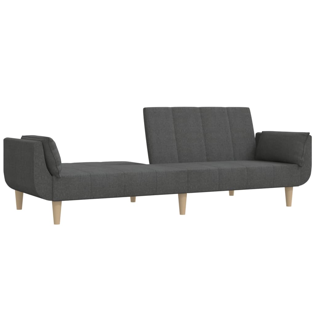 8721012380233_g_en_hd_2 vidaXL 2-Seater Sofa Bed with Two Pillows Dark Grey Fabric - Image 4