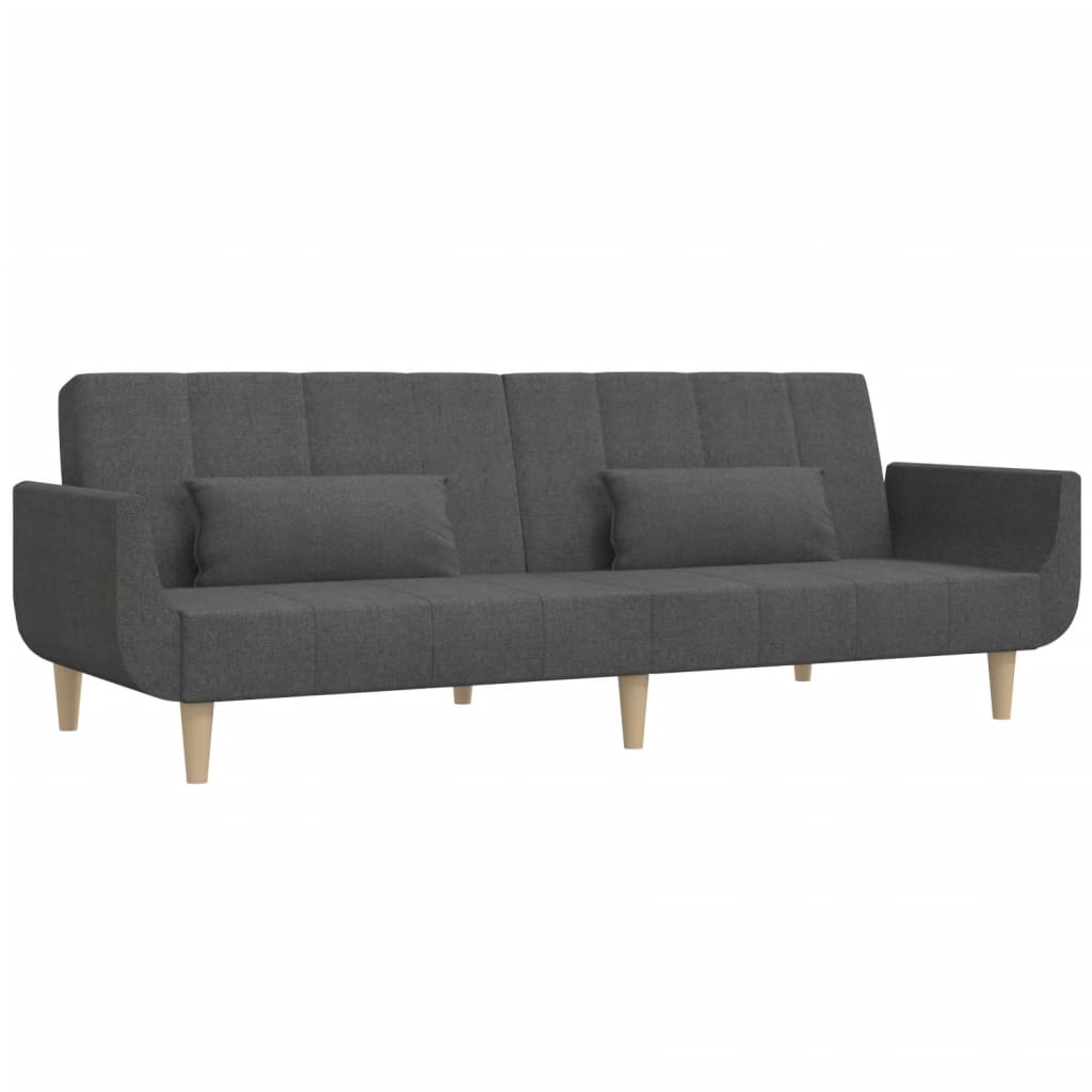8721012380233_g_en_hd_5 vidaXL 2-Seater Sofa Bed with Two Pillows Dark Grey Fabric - Image 7