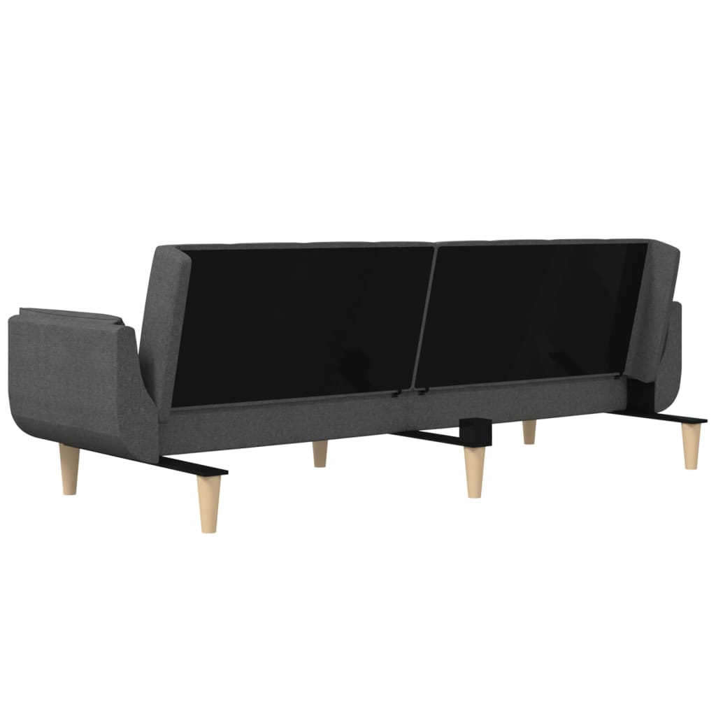 8721012380233_g_en_hd_7 vidaXL 2-Seater Sofa Bed with Two Pillows Dark Grey Fabric - Image 9