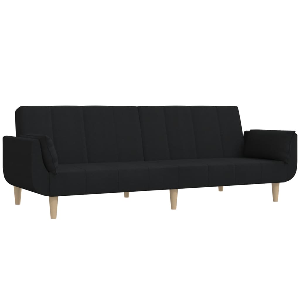 8721012380240_a_en_hd_1 vidaXL 2-Seater Sofa Bed with Two Pillows Black Fabric - Image 2