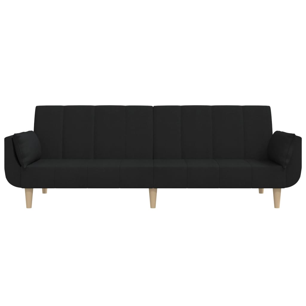8721012380240_g_en_hd_3 vidaXL 2-Seater Sofa Bed with Two Pillows Black Fabric - Image 5