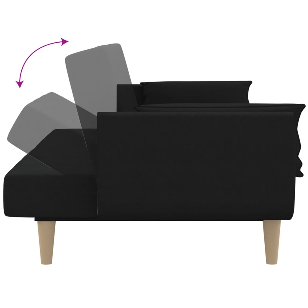 8721012380240_g_en_hd_6 vidaXL 2-Seater Sofa Bed with Two Pillows Black Fabric - Image 8