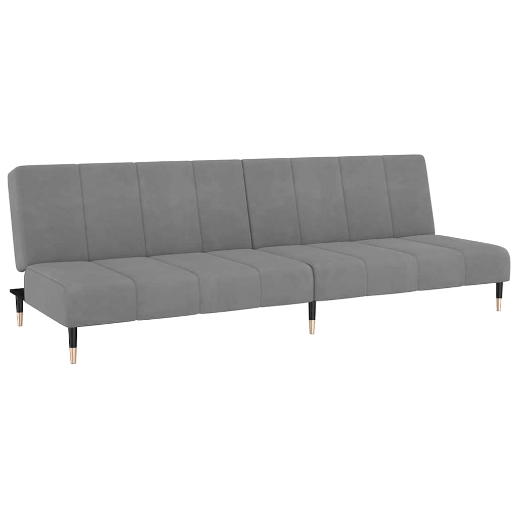 8721012380271_a_en_hd_1 vidaXL 2-Seater Sofa Bed Light Grey Velvet - Image 2