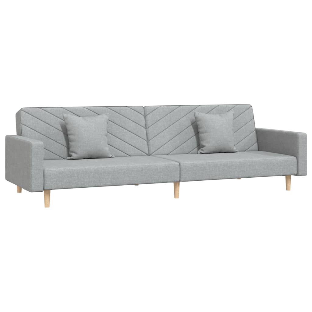 8721012380509_a_en_hd_1 vidaXL 2-Seater Sofa Bed with Two Pillows Light Grey Fabric - Image 2