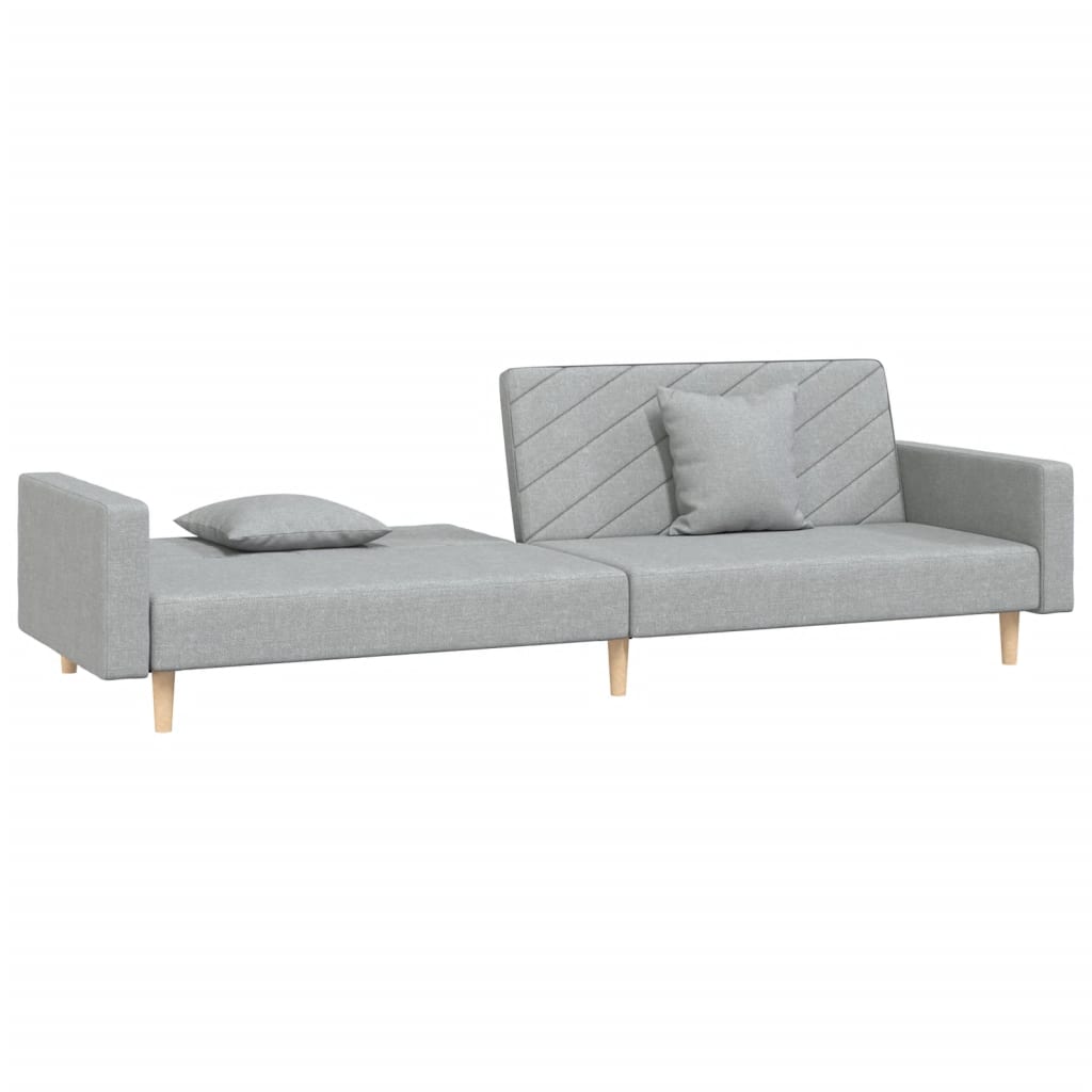 8721012380509_g_en_hd_2 vidaXL 2-Seater Sofa Bed with Two Pillows Light Grey Fabric - Image 4
