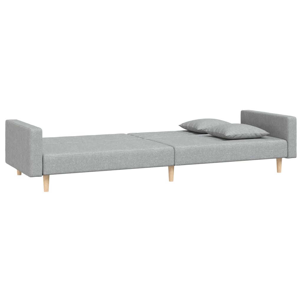 8721012380509_g_en_hd_4 vidaXL 2-Seater Sofa Bed with Two Pillows Light Grey Fabric - Image 6