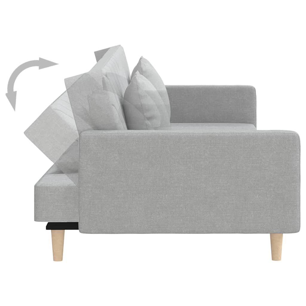 8721012380509_g_en_hd_5 vidaXL 2-Seater Sofa Bed with Two Pillows Light Grey Fabric - Image 7