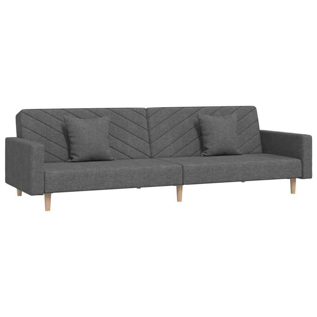 8721012380516_a_en_hd_1 vidaXL 2-Seater Sofa Bed with Two Pillows Dark Grey Fabric - Image 2