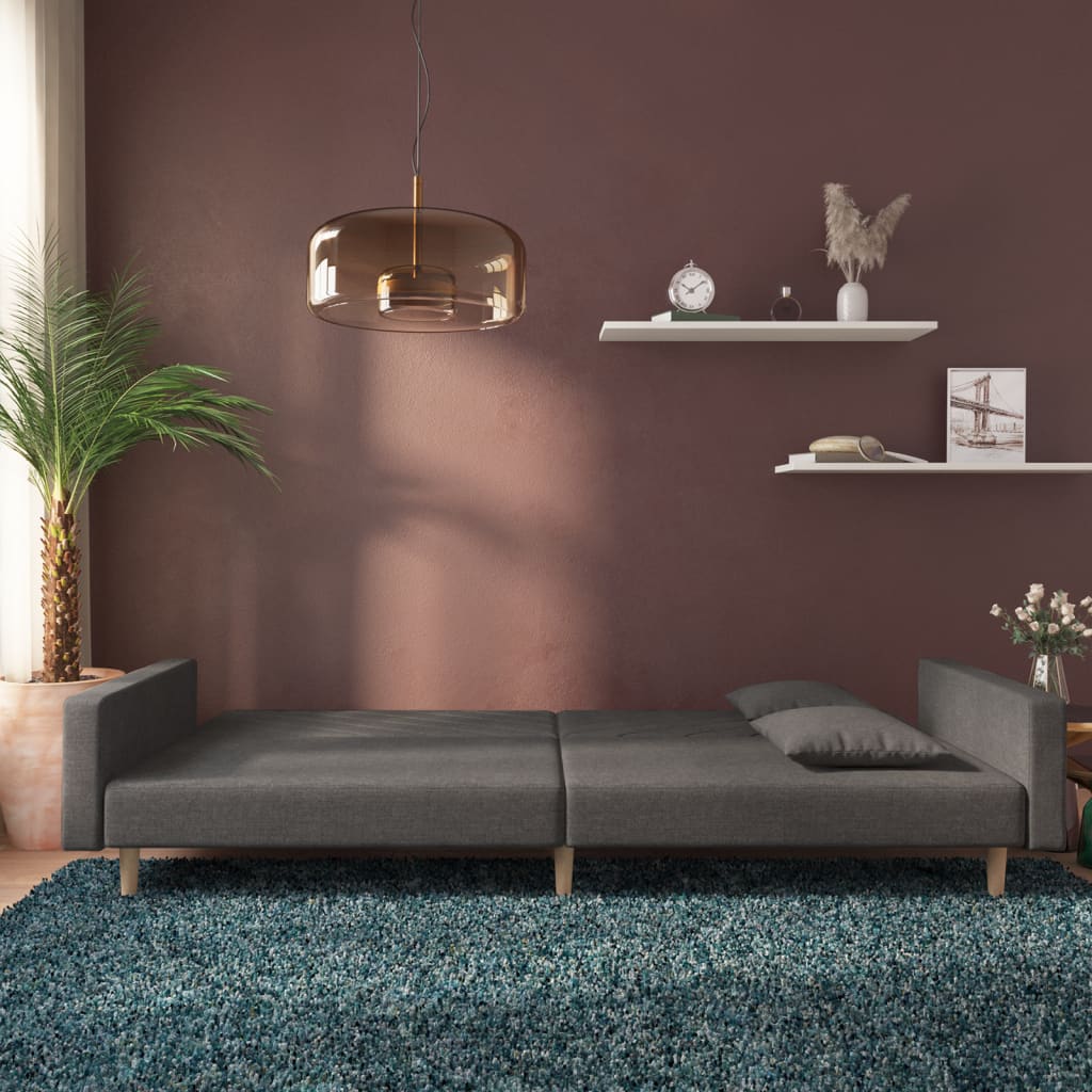 8721012380516_g_en_hd_1 vidaXL 2-Seater Sofa Bed with Two Pillows Dark Grey Fabric - Image 3
