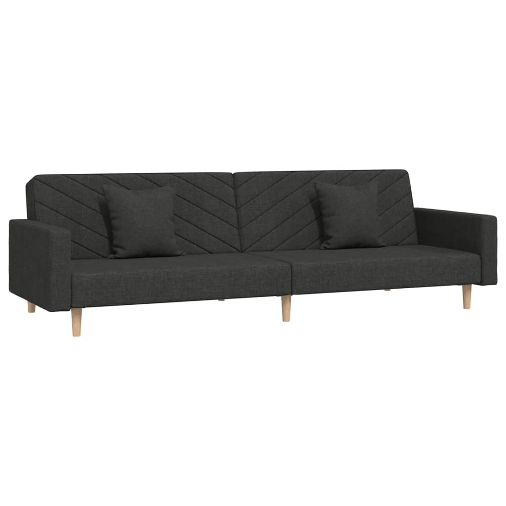 8721012380523_a_en_hd_1 vidaXL 2-Seater Sofa Bed with Two Pillows Black Fabric - Image 2