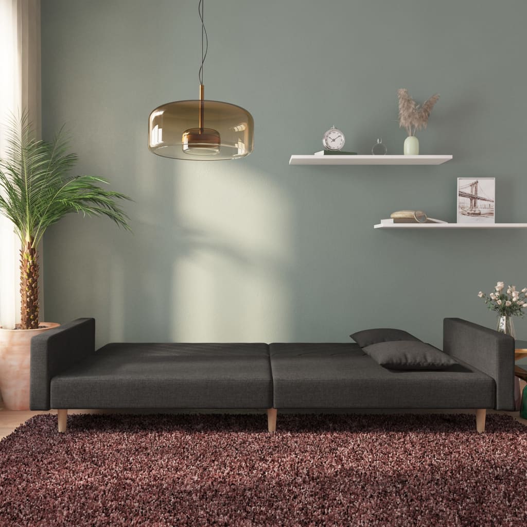 8721012380523_g_en_hd_1 vidaXL 2-Seater Sofa Bed with Two Pillows Black Fabric - Image 3