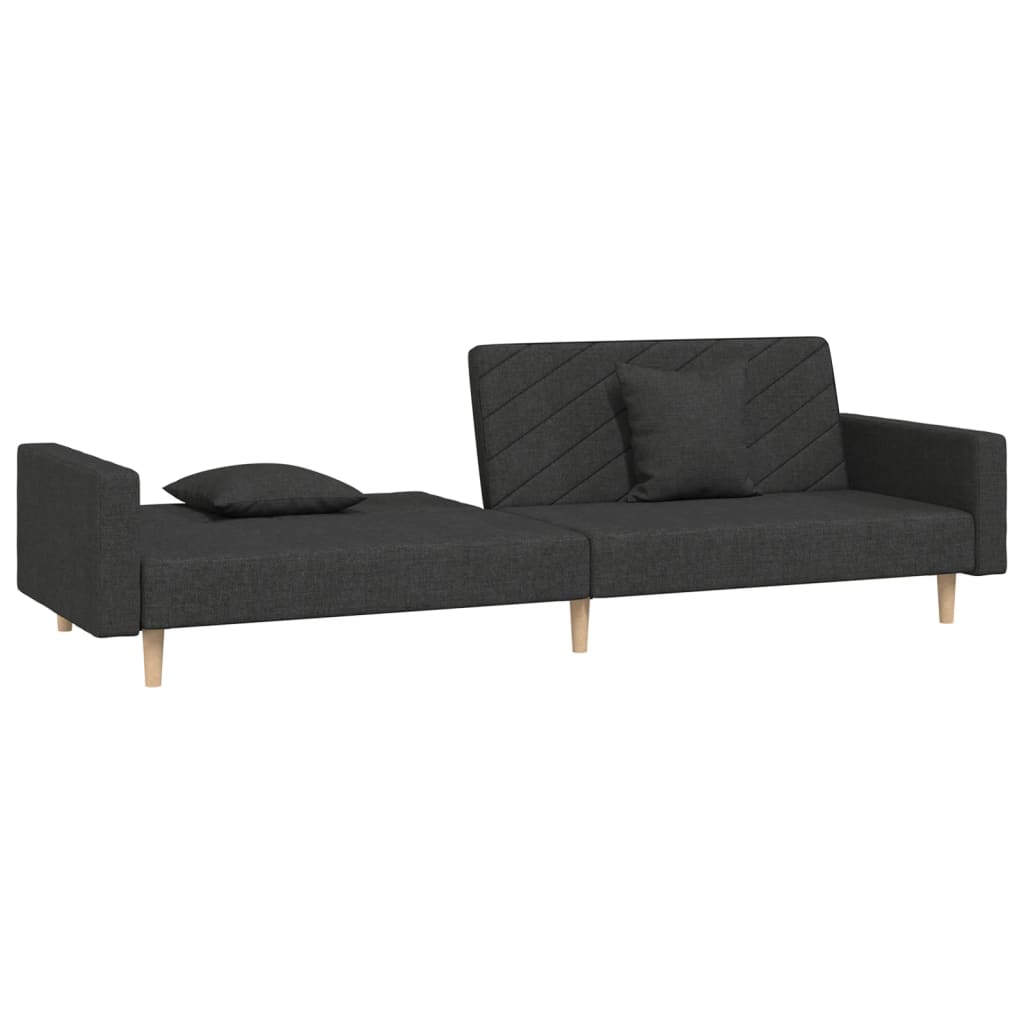 8721012380523_g_en_hd_2 vidaXL 2-Seater Sofa Bed with Two Pillows Black Fabric - Image 4