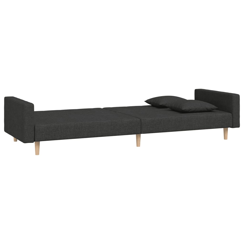 8721012380523_g_en_hd_4 vidaXL 2-Seater Sofa Bed with Two Pillows Black Fabric - Image 6