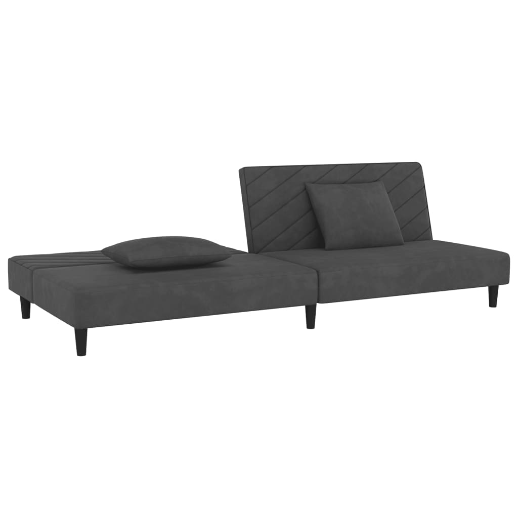 8721012380622_g_en_hd_2 vidaXL 2-Seater Sofa Bed with Two Pillows Dark Grey Velvet - Image 4
