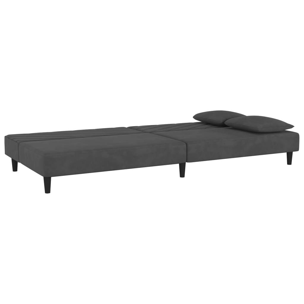 8721012380622_g_en_hd_4 vidaXL 2-Seater Sofa Bed with Two Pillows Dark Grey Velvet - Image 6