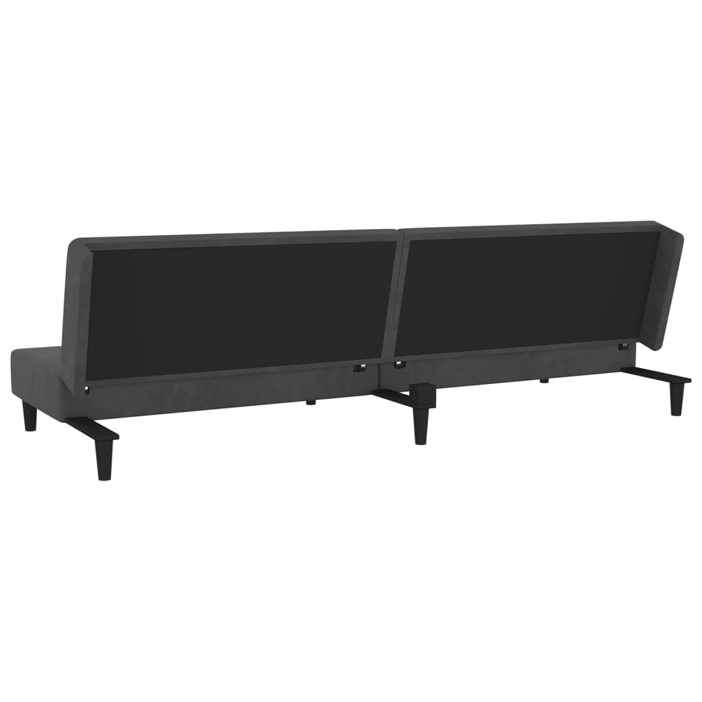 8721012380622_g_en_hd_6 vidaXL 2-Seater Sofa Bed with Two Pillows Dark Grey Velvet - Image 8