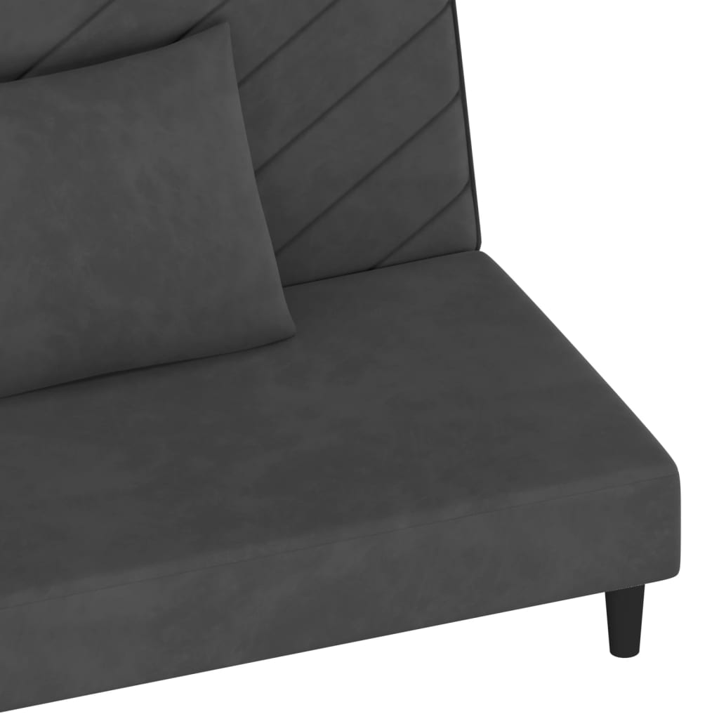 8721012380622_g_en_hd_7 vidaXL 2-Seater Sofa Bed with Two Pillows Dark Grey Velvet - Image 9