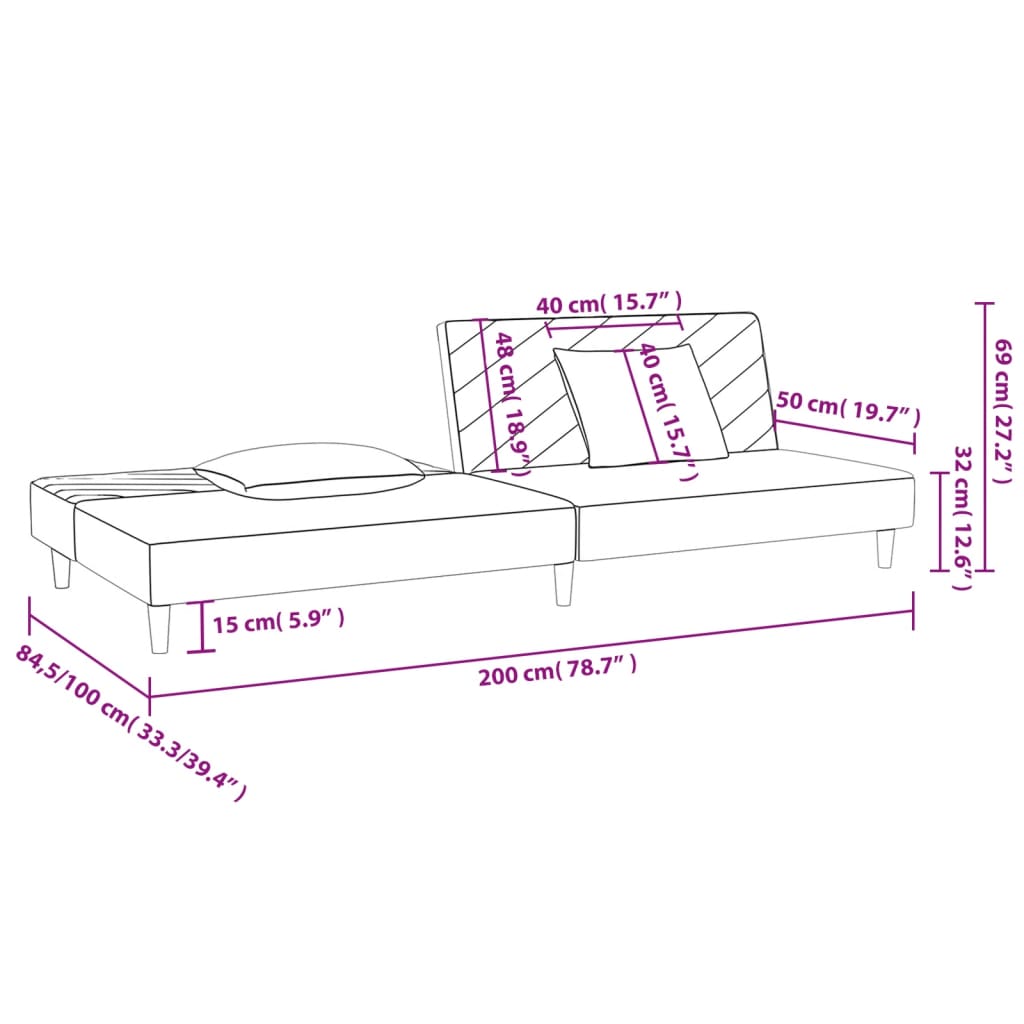 8721012380622_g_en_hd_9 vidaXL 2-Seater Sofa Bed with Two Pillows Dark Grey Velvet - Image 11