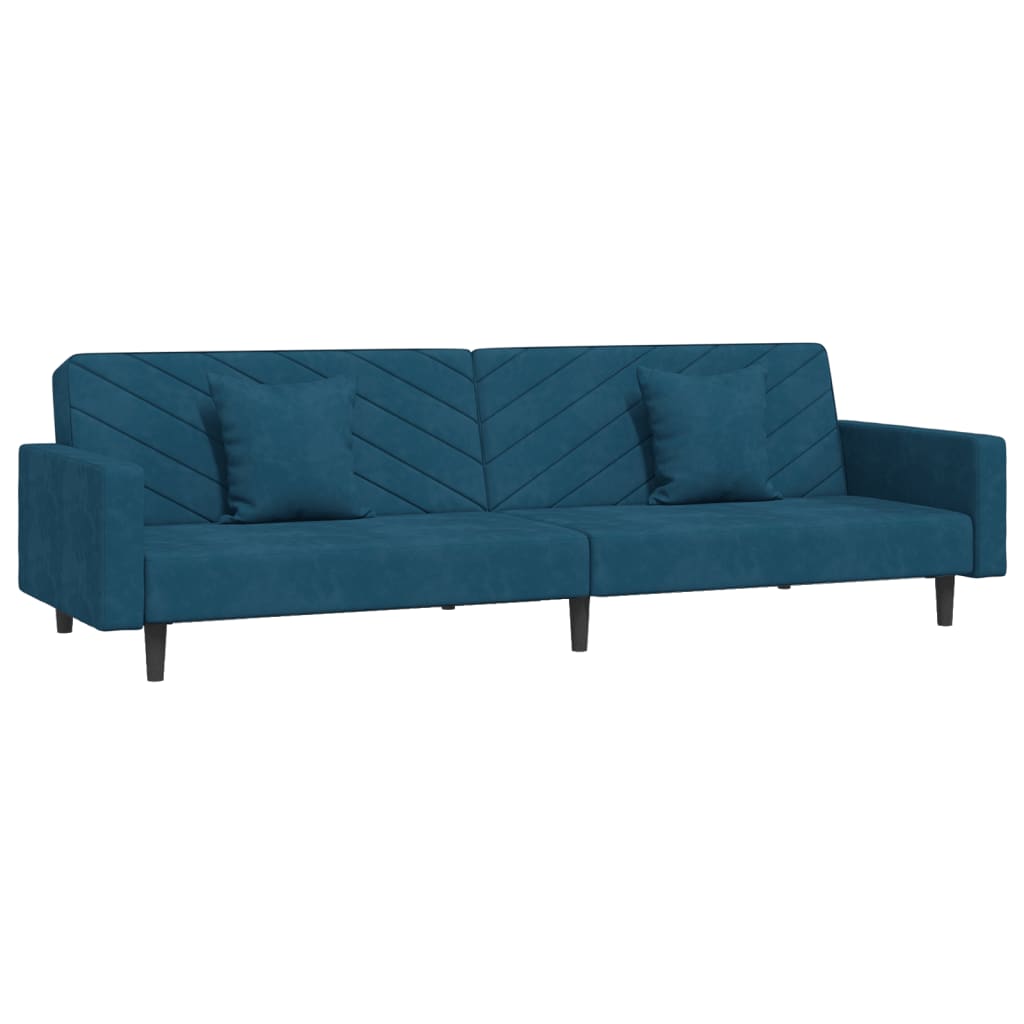 8721012380684_a_en_hd_1 vidaXL 2-Seater Sofa Bed with Two Pillows Blue Velvet - Image 2