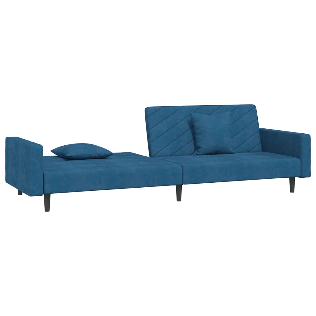 8721012380684_g_en_hd_2 vidaXL 2-Seater Sofa Bed with Two Pillows Blue Velvet - Image 4