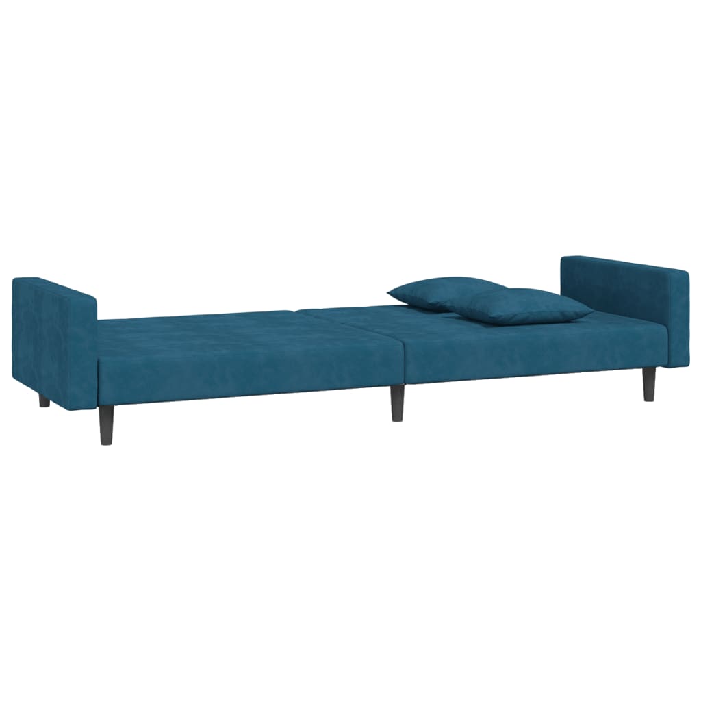 8721012380684_g_en_hd_4 vidaXL 2-Seater Sofa Bed with Two Pillows Blue Velvet - Image 6