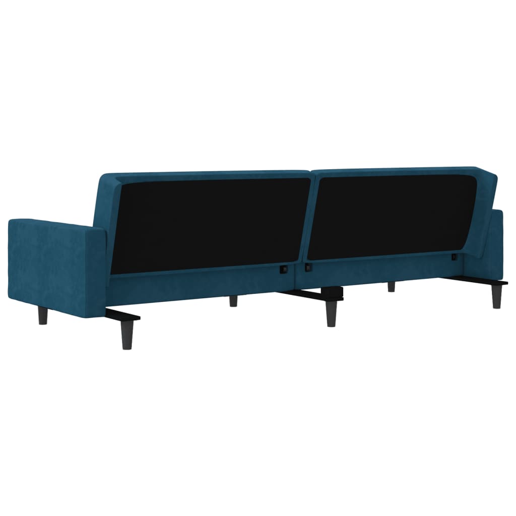 8721012380684_g_en_hd_6 vidaXL 2-Seater Sofa Bed with Two Pillows Blue Velvet - Image 8