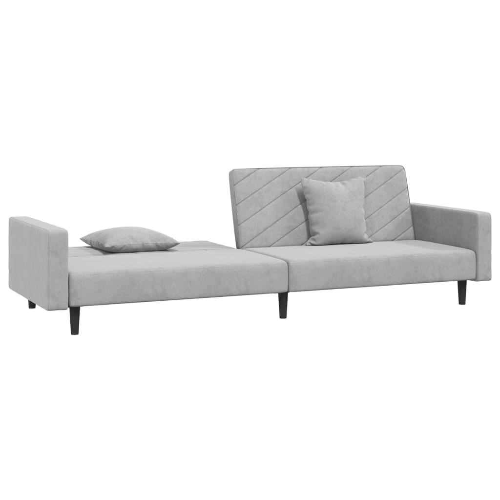 8721012380691_g_en_hd_2 vidaXL 2-Seater Sofa Bed with Two Pillows Light Grey Velvet - Image 4