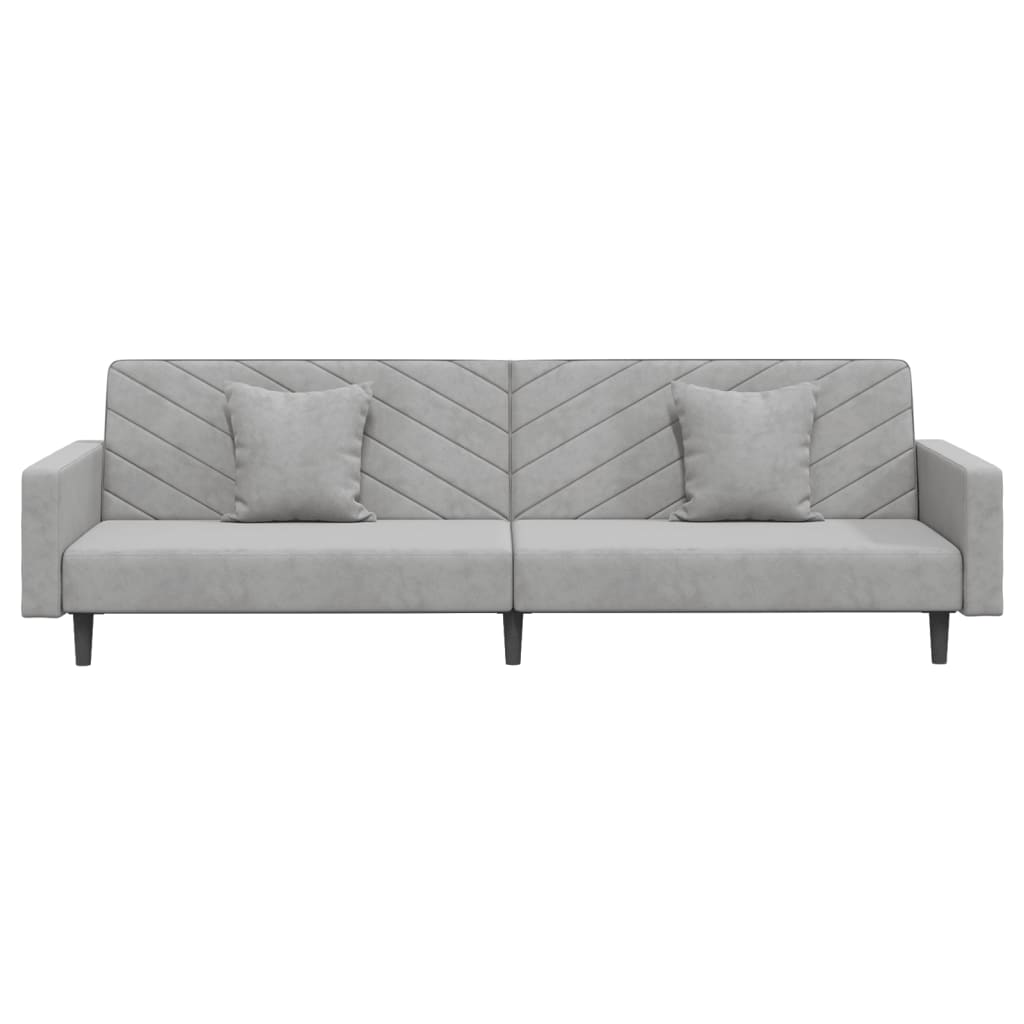 8721012380691_g_en_hd_3 vidaXL 2-Seater Sofa Bed with Two Pillows Light Grey Velvet - Image 5