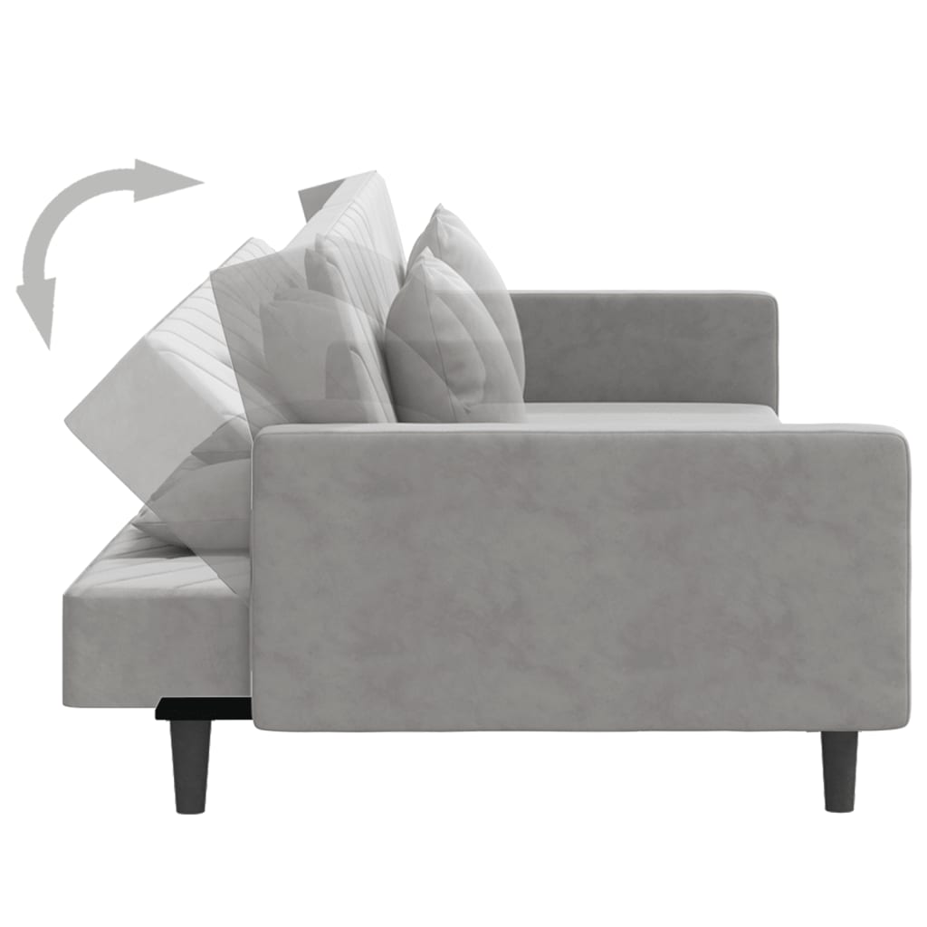 8721012380691_g_en_hd_5 vidaXL 2-Seater Sofa Bed with Two Pillows Light Grey Velvet - Image 7