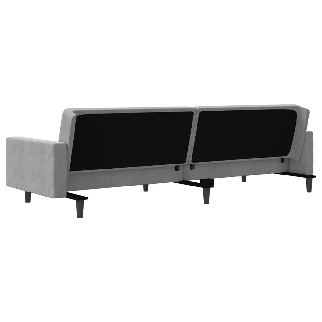 8721012380691_g_en_hd_6 vidaXL 2-Seater Sofa Bed with Two Pillows Light Grey Velvet - Image 8