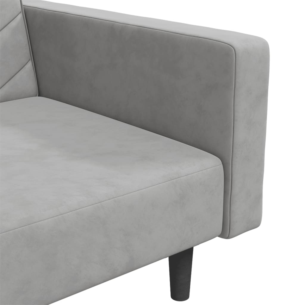 8721012380691_g_en_hd_7 vidaXL 2-Seater Sofa Bed with Two Pillows Light Grey Velvet - Image 9