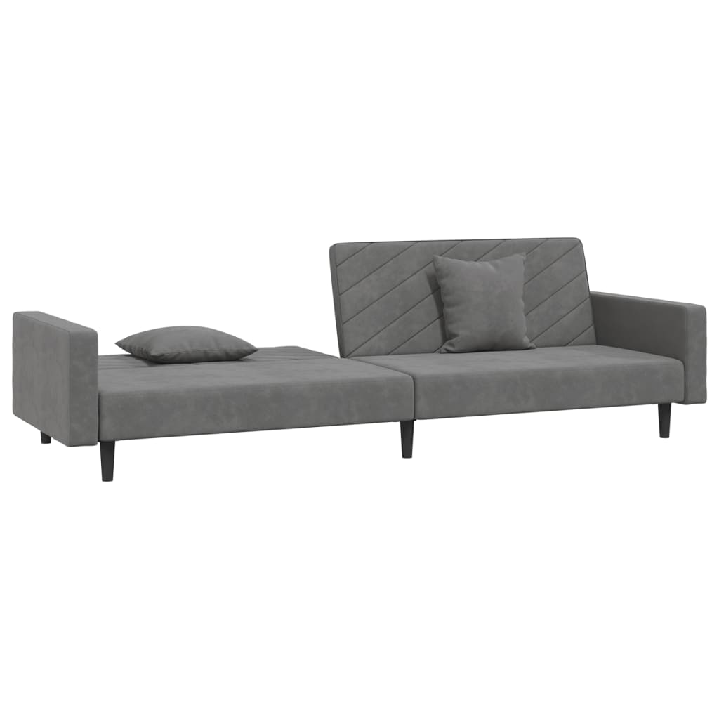 8721012380707_g_en_hd_2 vidaXL 2-Seater Sofa Bed with Two Pillows Dark Grey Velvet - Image 4