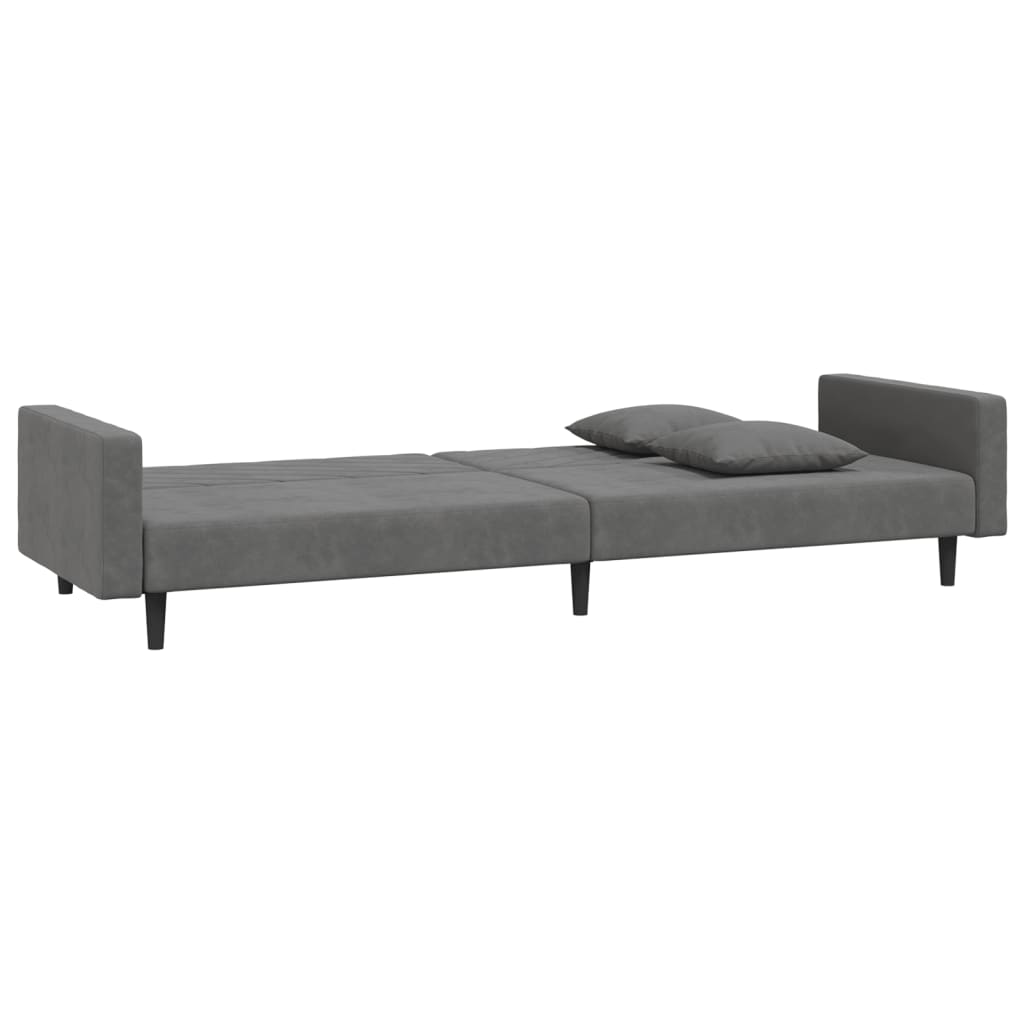 8721012380707_g_en_hd_4 vidaXL 2-Seater Sofa Bed with Two Pillows Dark Grey Velvet - Image 6