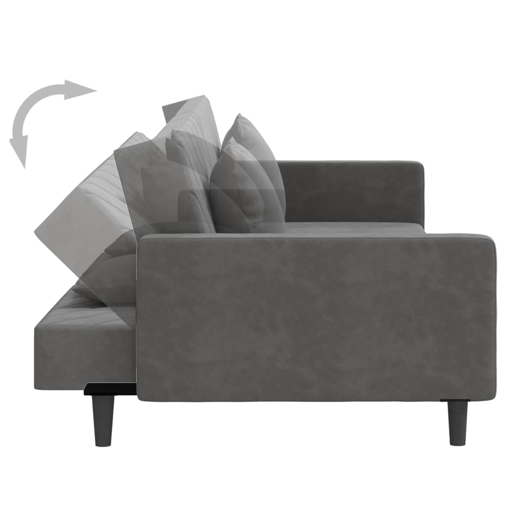 8721012380707_g_en_hd_5 vidaXL 2-Seater Sofa Bed with Two Pillows Dark Grey Velvet - Image 7