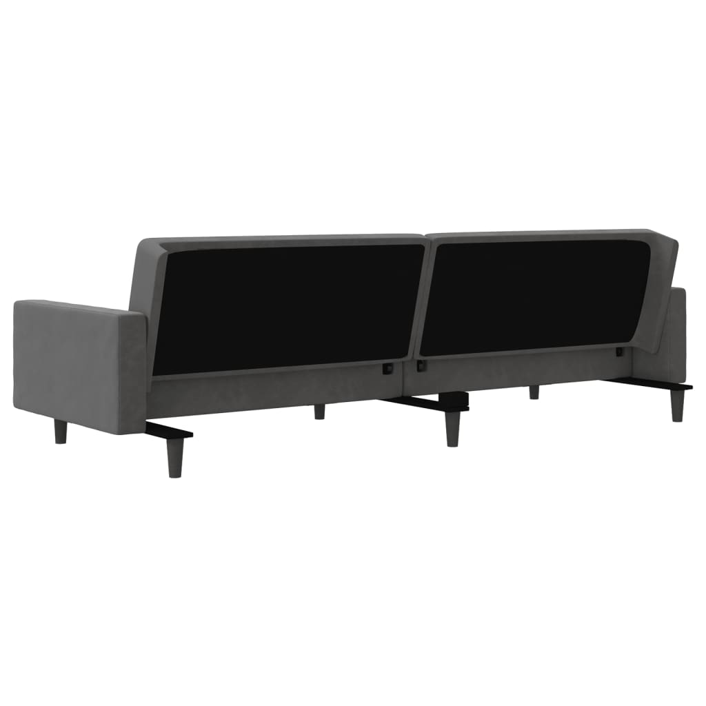 8721012380707_g_en_hd_6 vidaXL 2-Seater Sofa Bed with Two Pillows Dark Grey Velvet - Image 8