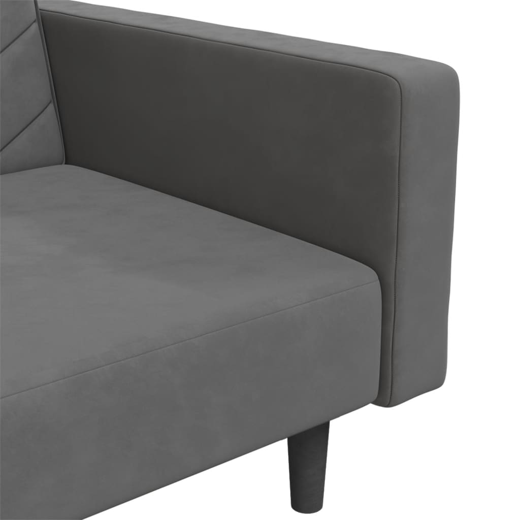 8721012380707_g_en_hd_7 vidaXL 2-Seater Sofa Bed with Two Pillows Dark Grey Velvet - Image 9