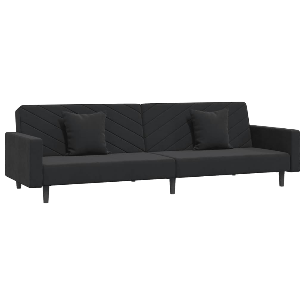 8721012380745_a_en_hd_1 vidaXL 2-Seater Sofa Bed with Two Pillows Black Velvet - Image 2