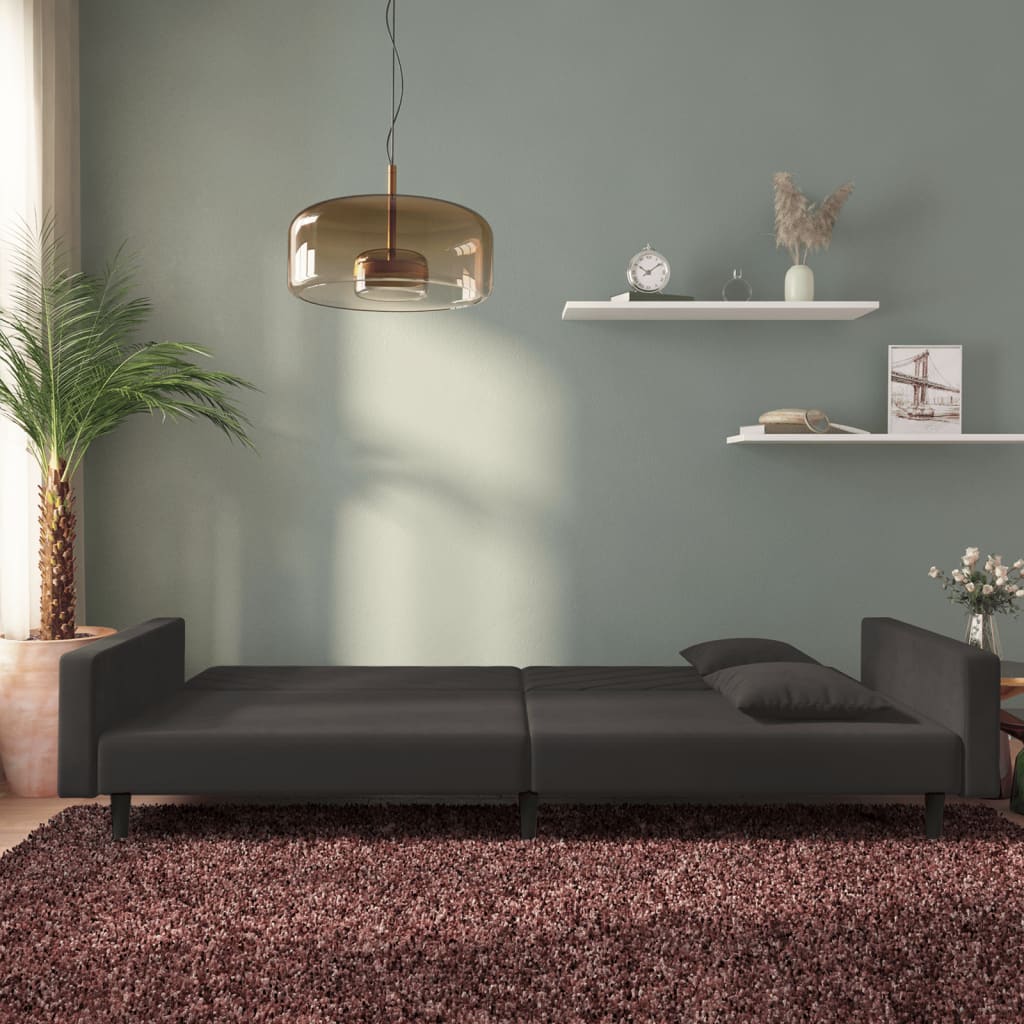 8721012380745_g_en_hd_1 vidaXL 2-Seater Sofa Bed with Two Pillows Black Velvet - Image 3