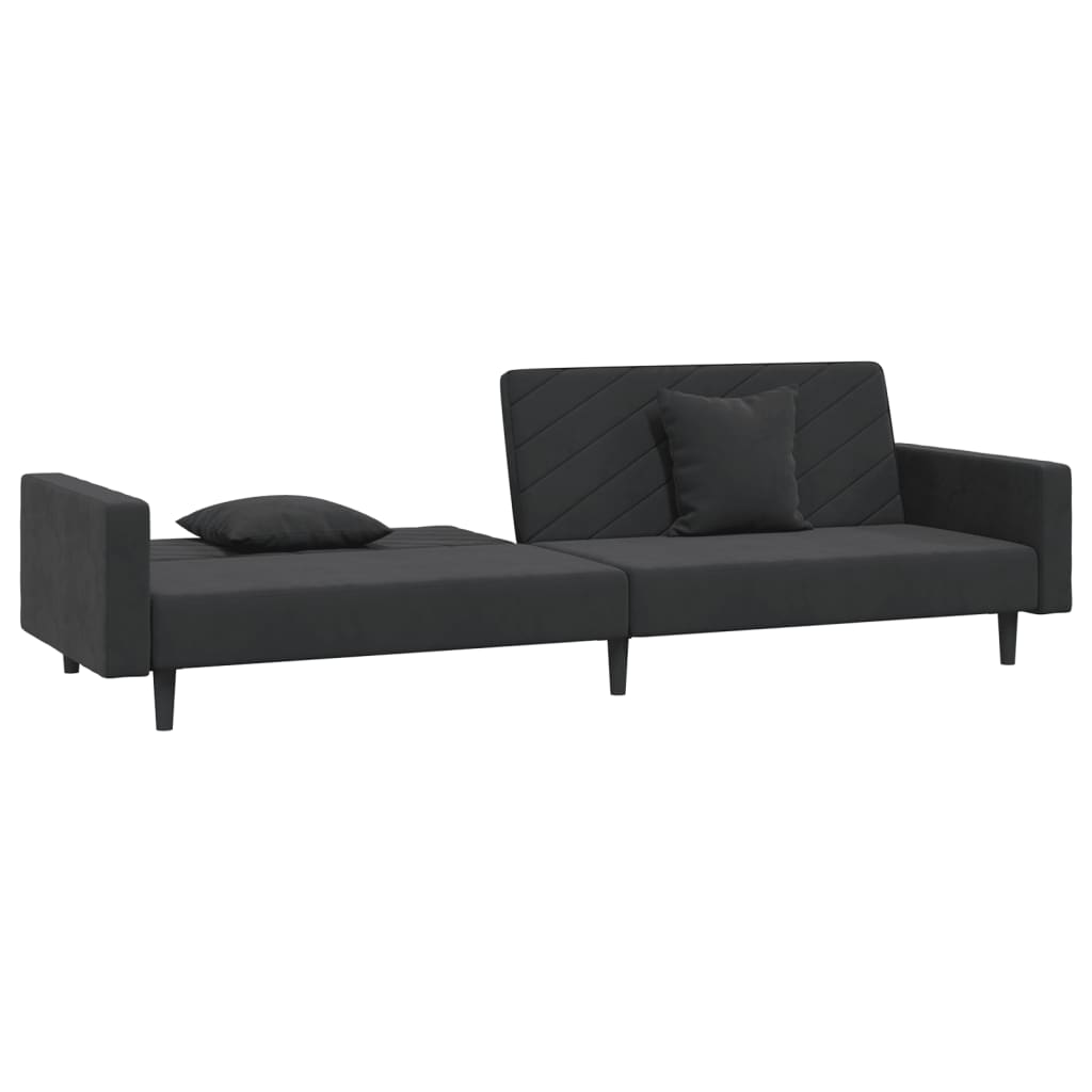 8721012380745_g_en_hd_2 vidaXL 2-Seater Sofa Bed with Two Pillows Black Velvet - Image 4